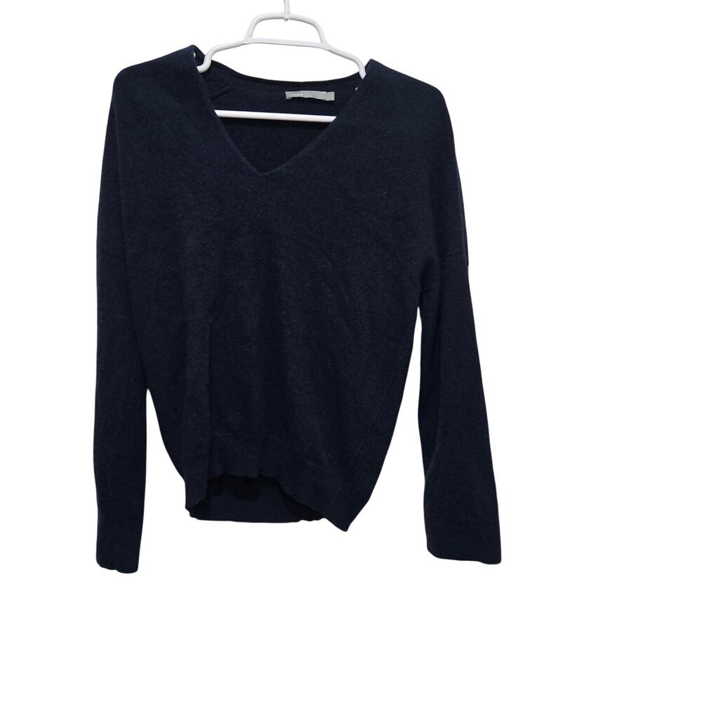 Vince 100% Cashmere V-Neck Sweater Navy Blue XS Quiet Luxury